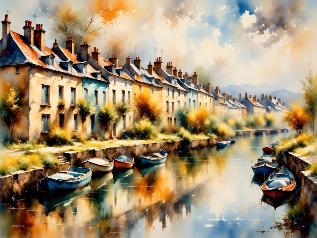 Row houses near the river