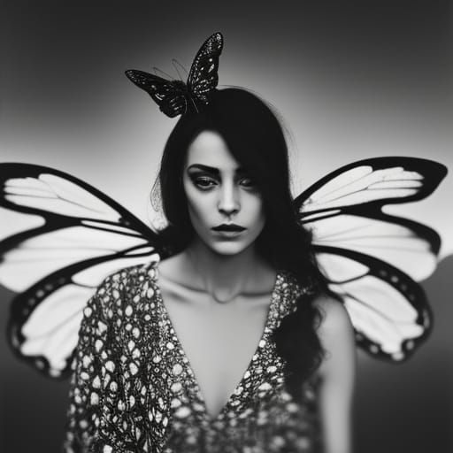 Ethereal Fairy Portrait in Infrared Black and White
