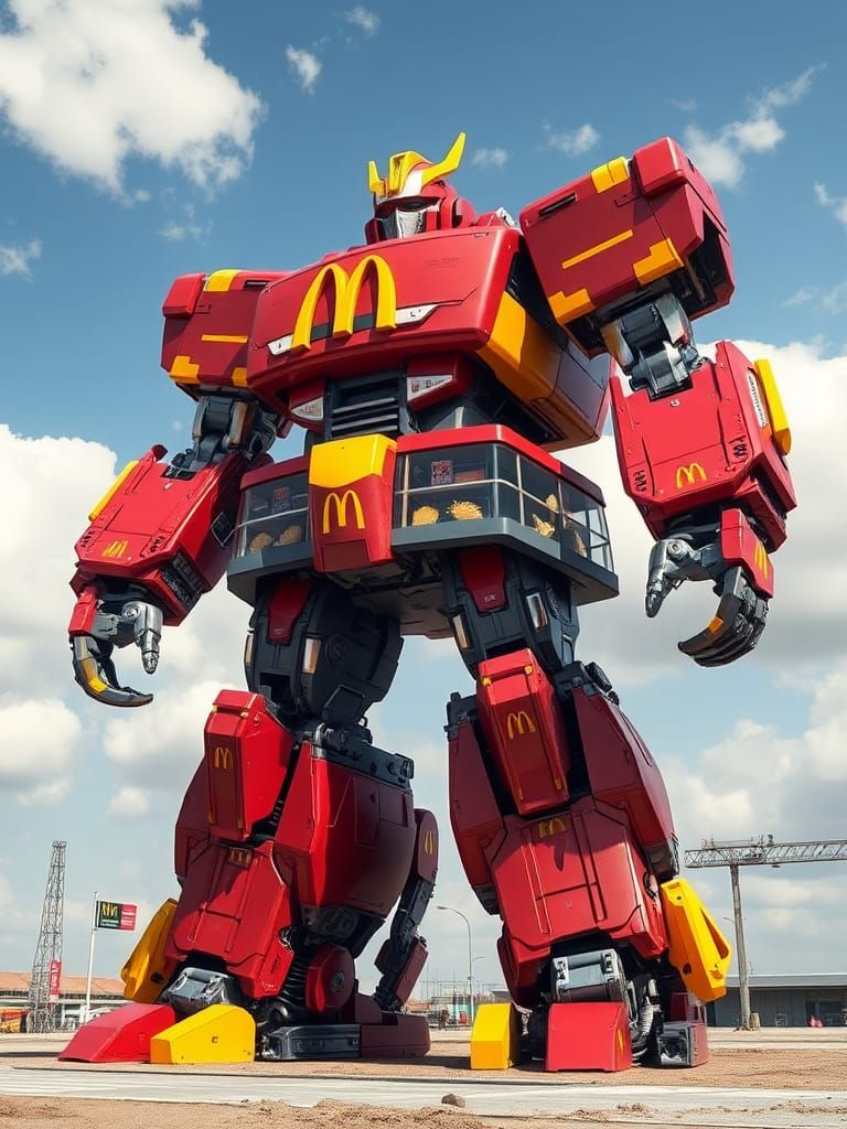 Giant Mecha Transformer McDonald's Restaurant