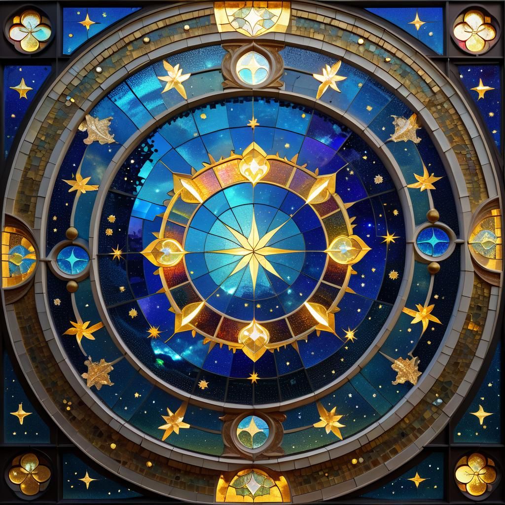 Byzantine Mosaic of Celestial Stained Glass Window