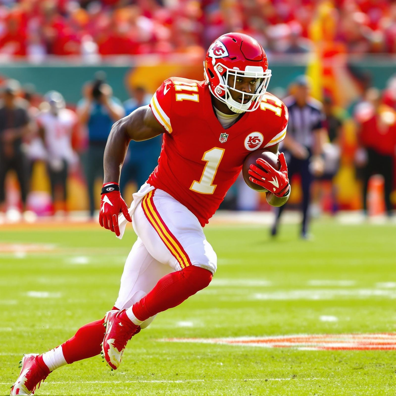 Chiefs Football Player in Action, Captured in a Moment of In...