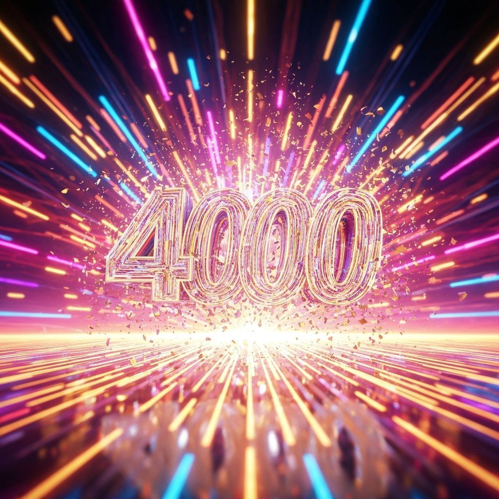 Vibrant Celebration of 4000 Likes in Neon Colors