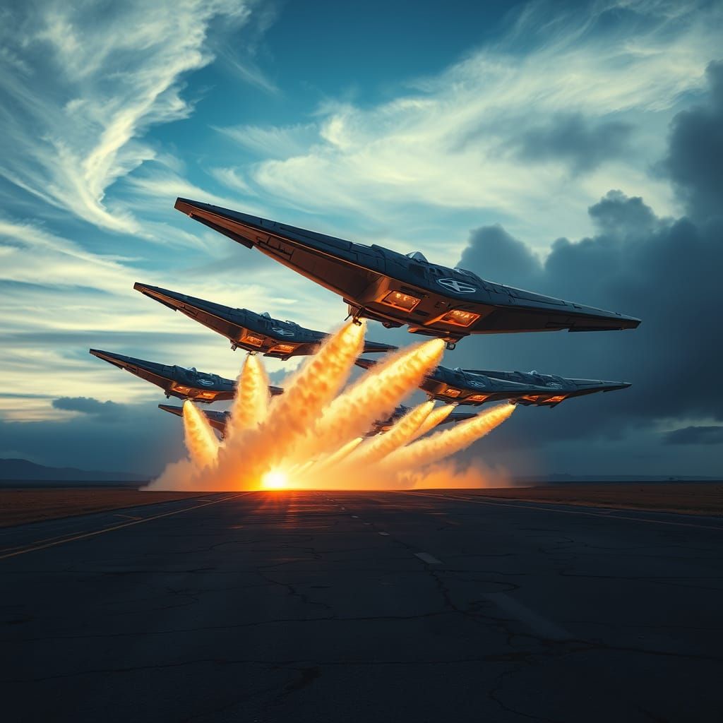 B-2 Bombers Take Off in Futuristic Style