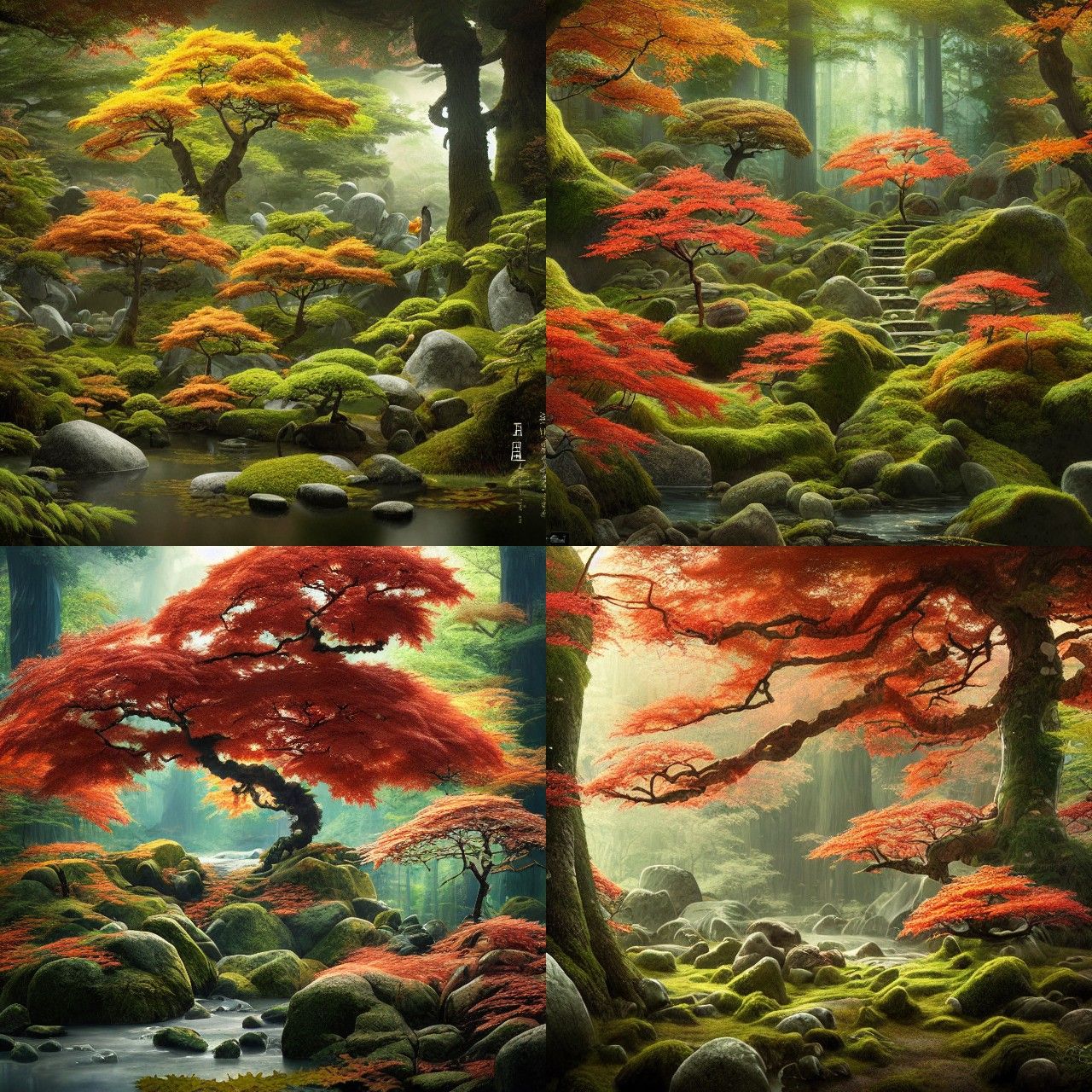 Zen Garden: Hyperrealistic Bonsai Maple Forest