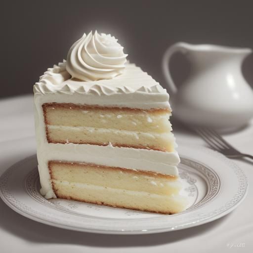 Hyperrealistic White Chocolate Cake in Sharp Focus