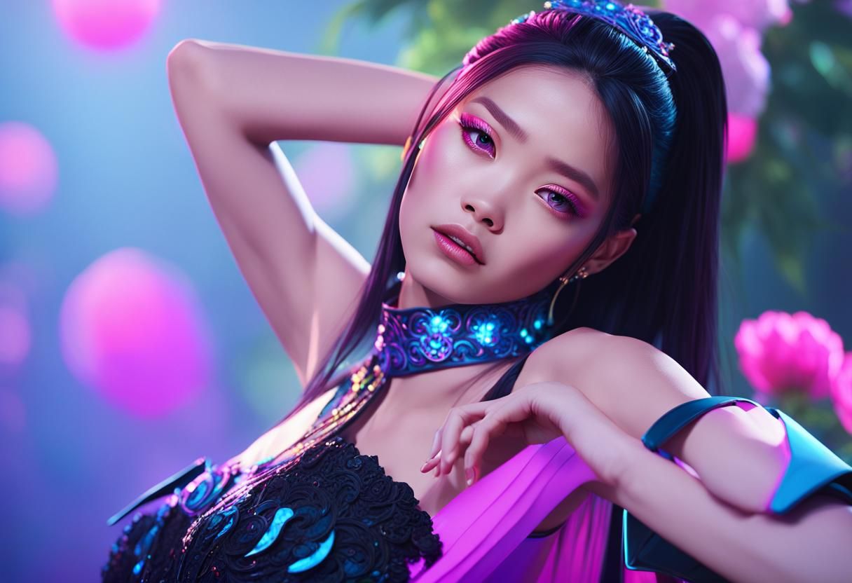Jennie from Black Pink: Vibrant Concept Art Portrait