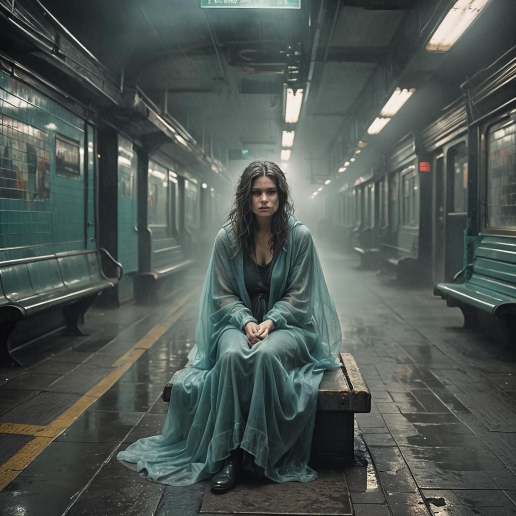 Dystopian Ghost in Abandoned Subway Station