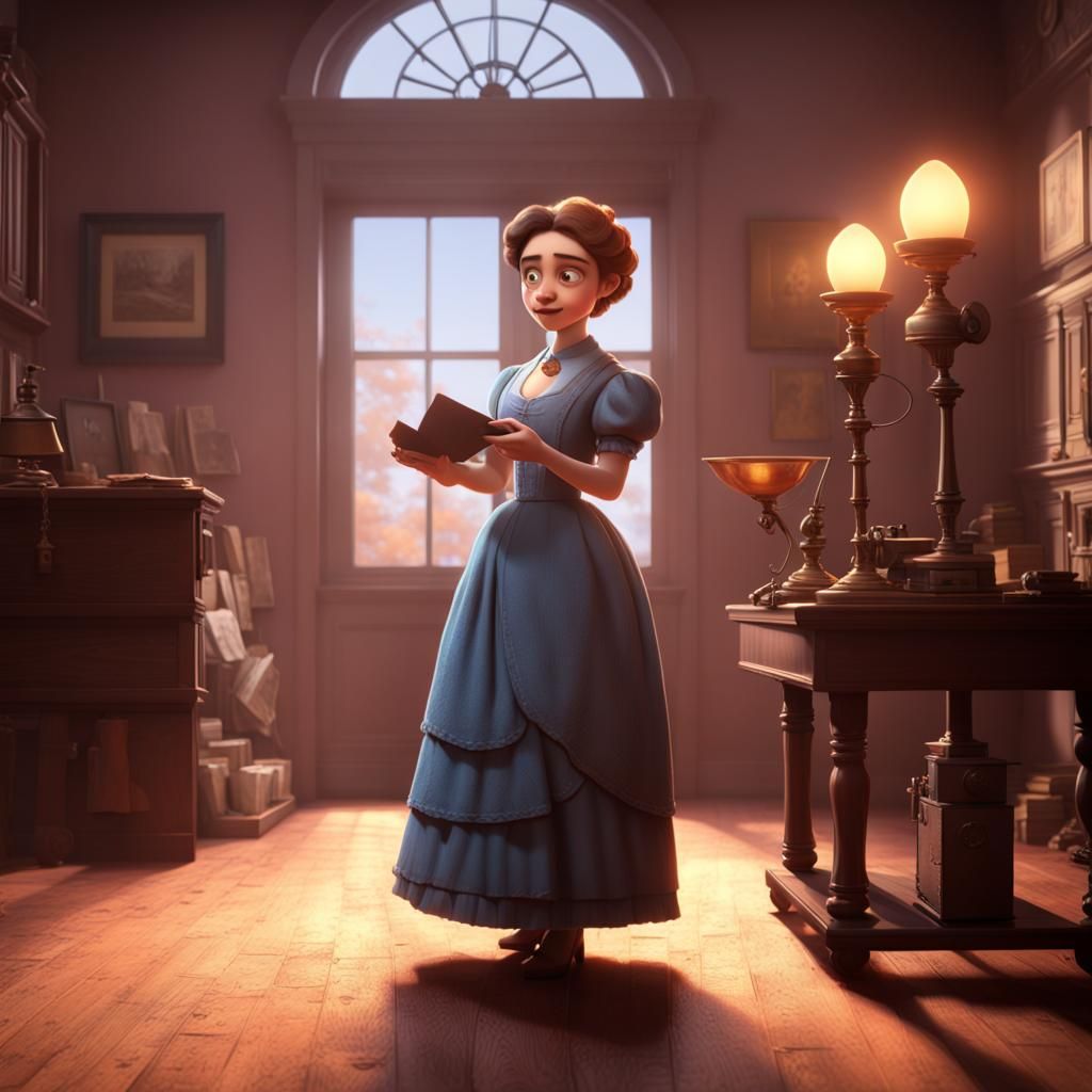 Ideal 1800s Wife: Pixar-Style 3D Digital Art