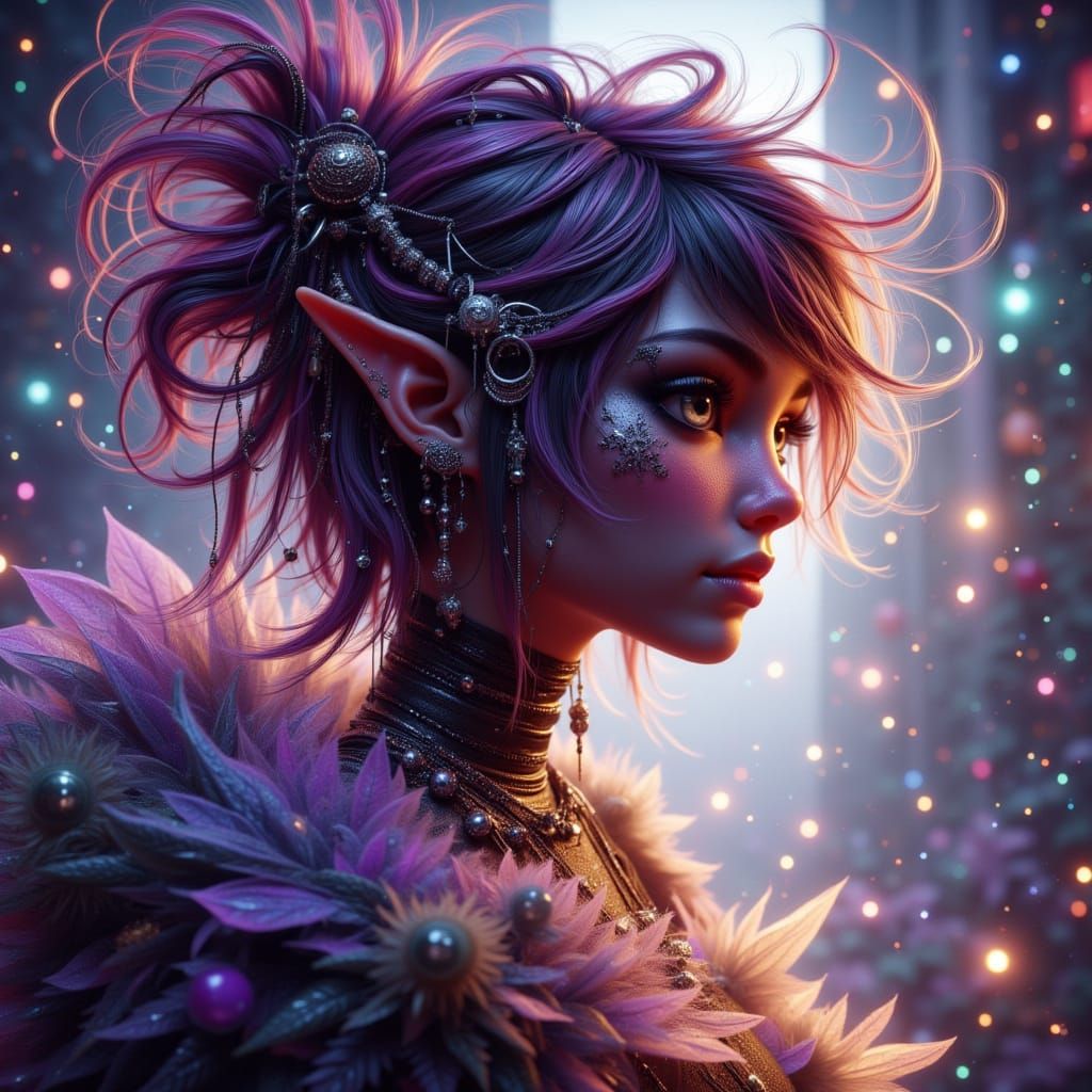 Elegant Elven Portrait in Dynamic Lighting