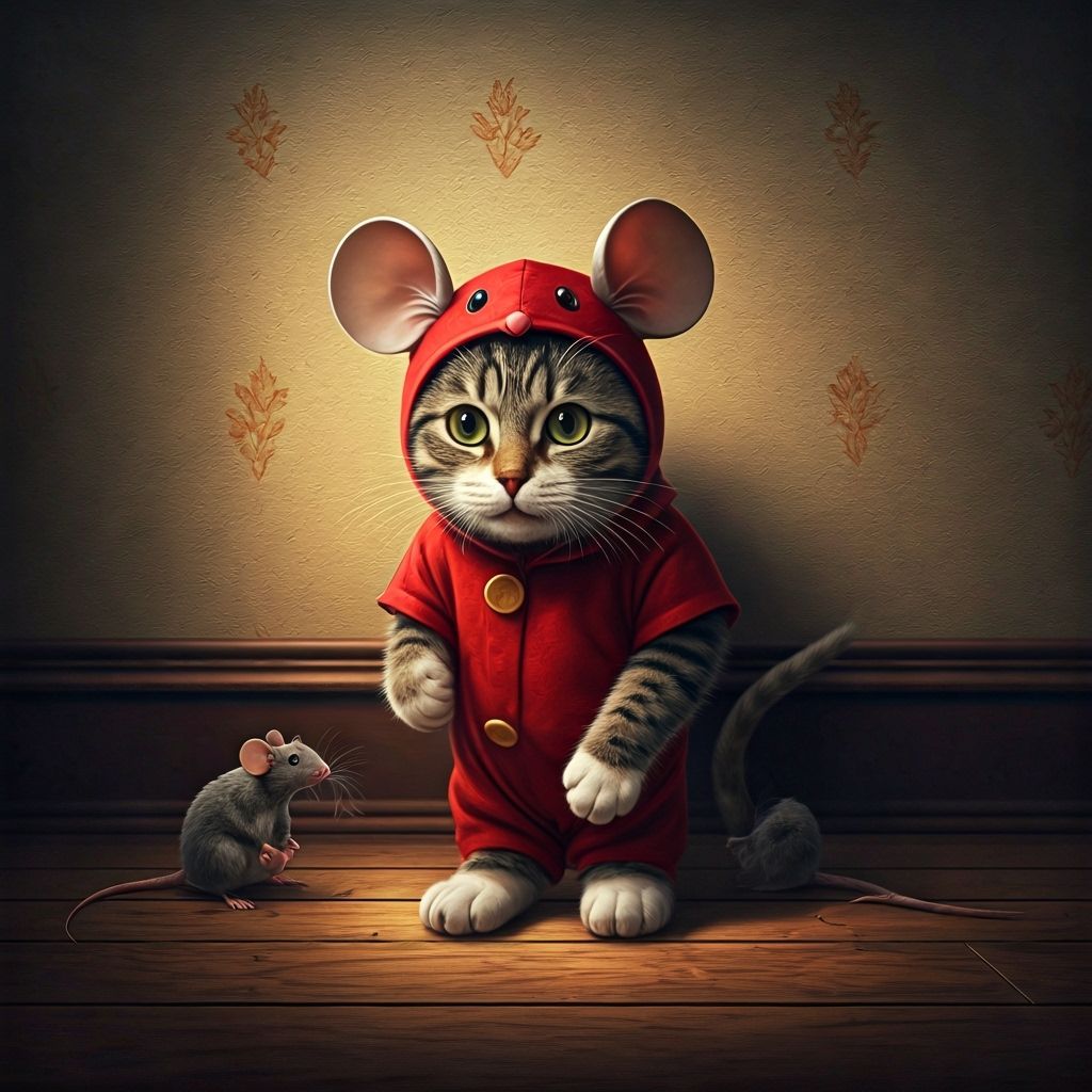 Cat in Mouse Costume: A Digital Painting