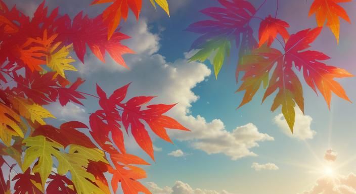 Exquisite Rainbow Leaves in Divine Sunshine