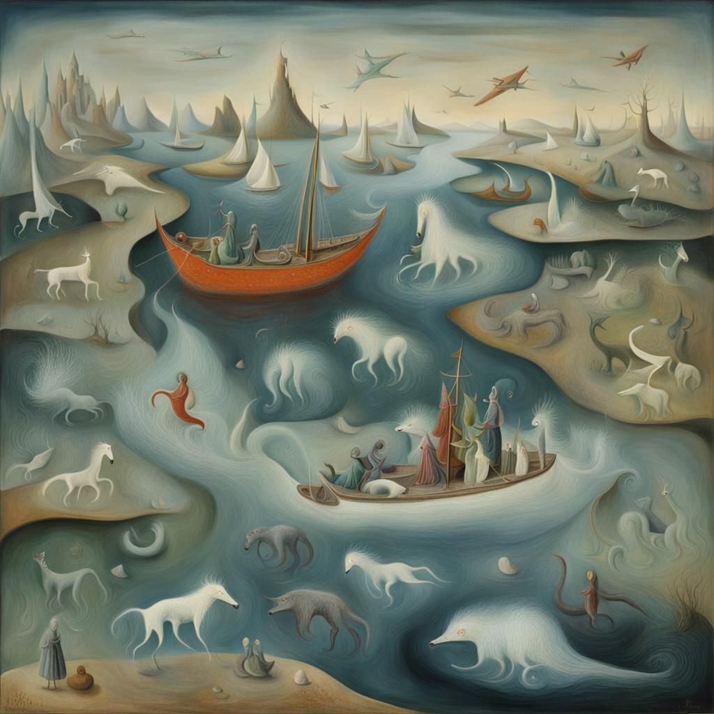 Surreal Ice Floes in Leonora Carrington Style