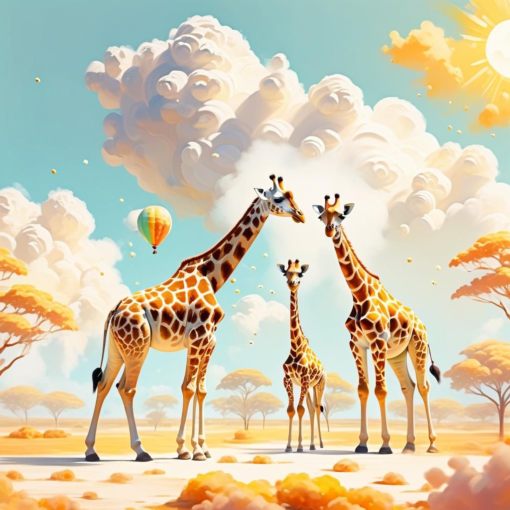 Giraffes at Kindergarten: Whimsical Digital Art