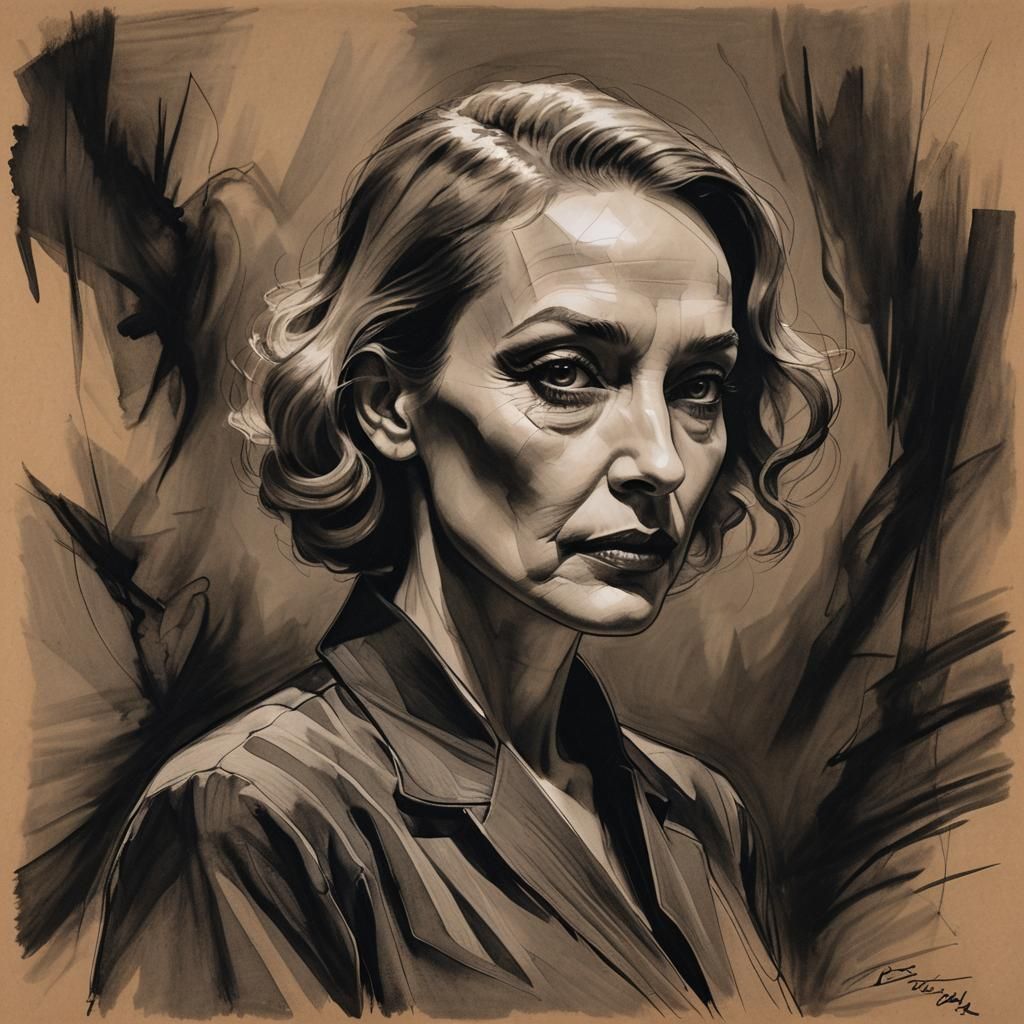 Marlena Dietrich: Surrealist Portrait in Sketch Style