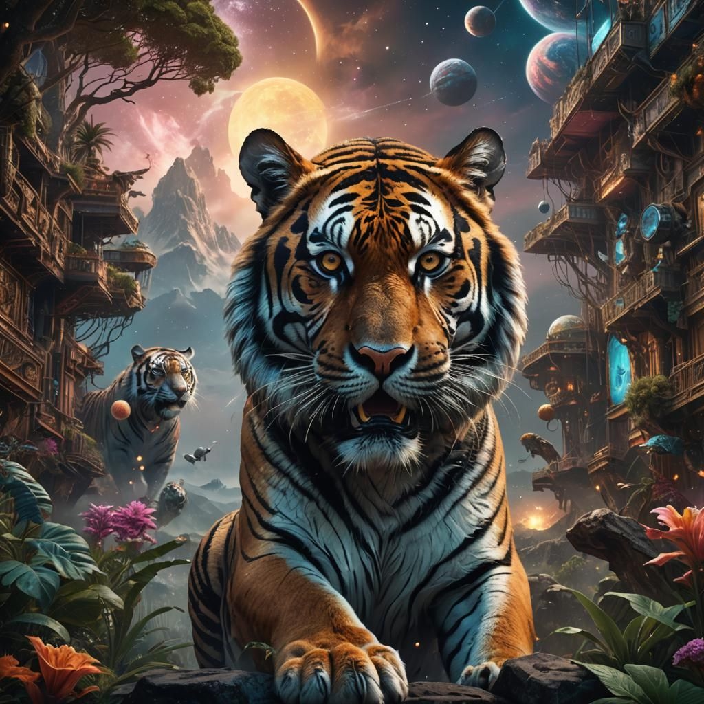 Cosmic Tiger Digital Matte Painting