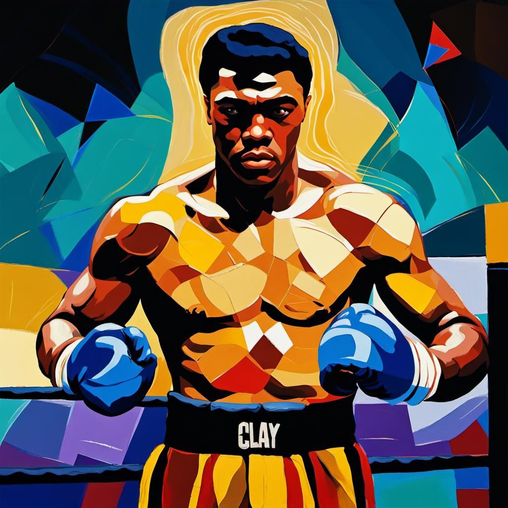 Dynamic Portrait of Cassius Clay in Fauvist Style