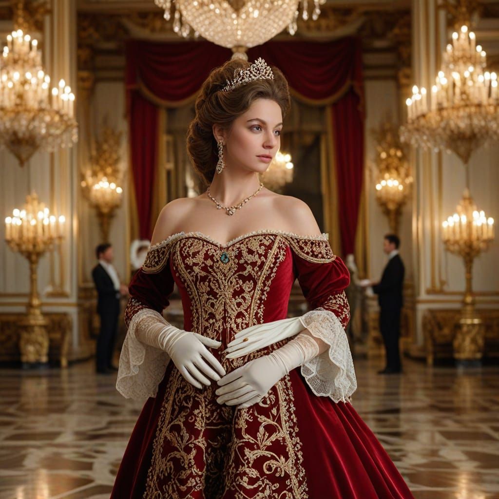 Regal Pregnancy Portrait in Lavish Baroque Style