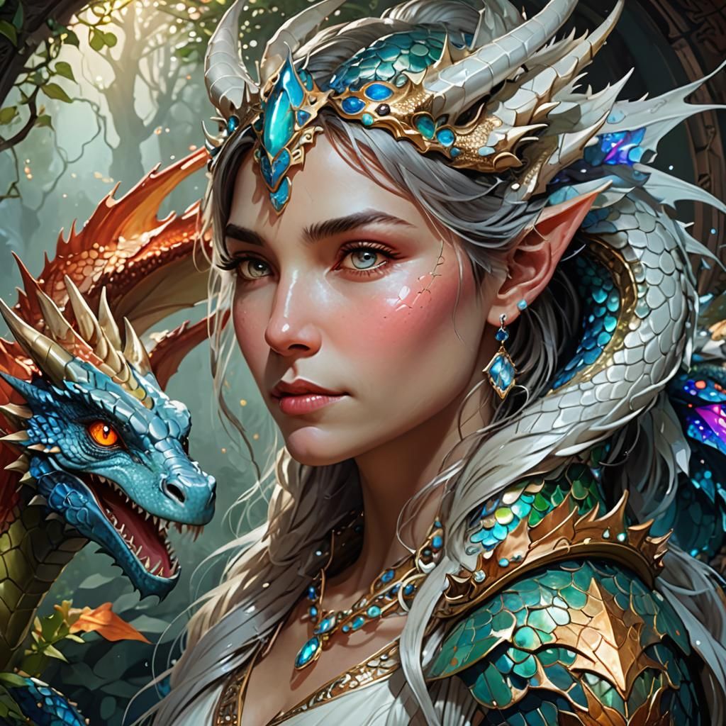 Mother Dragon Protecting Eggs in Digital Painting