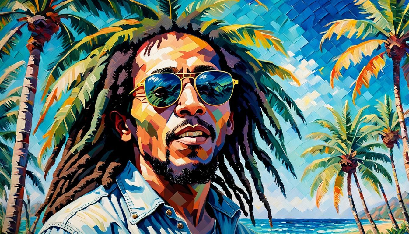 Bob Marley in Neo-Impressionist Oil Painting