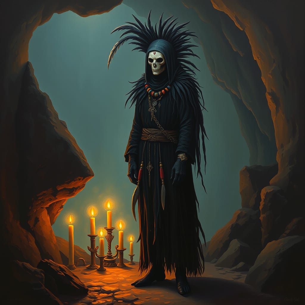 Mystical Exu Caveira in Afro-Brazilian Art Style