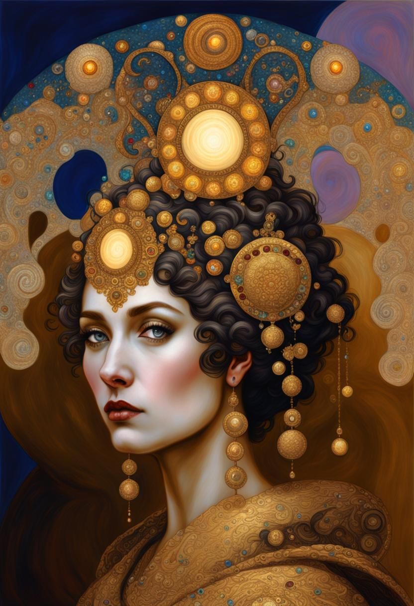Klimt-Style Padme with Golden Halo