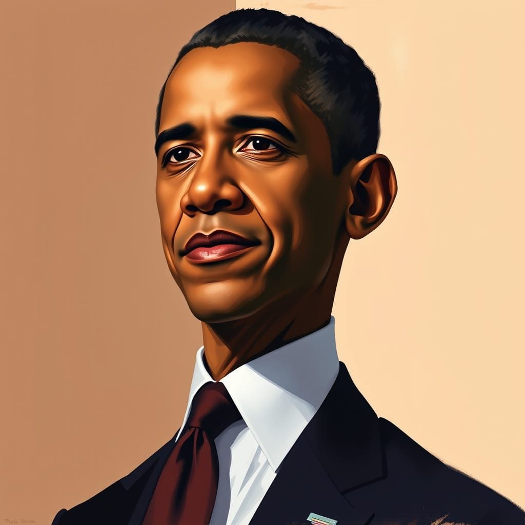 Barack Obama Formal Portrait in Realistic Art Style
