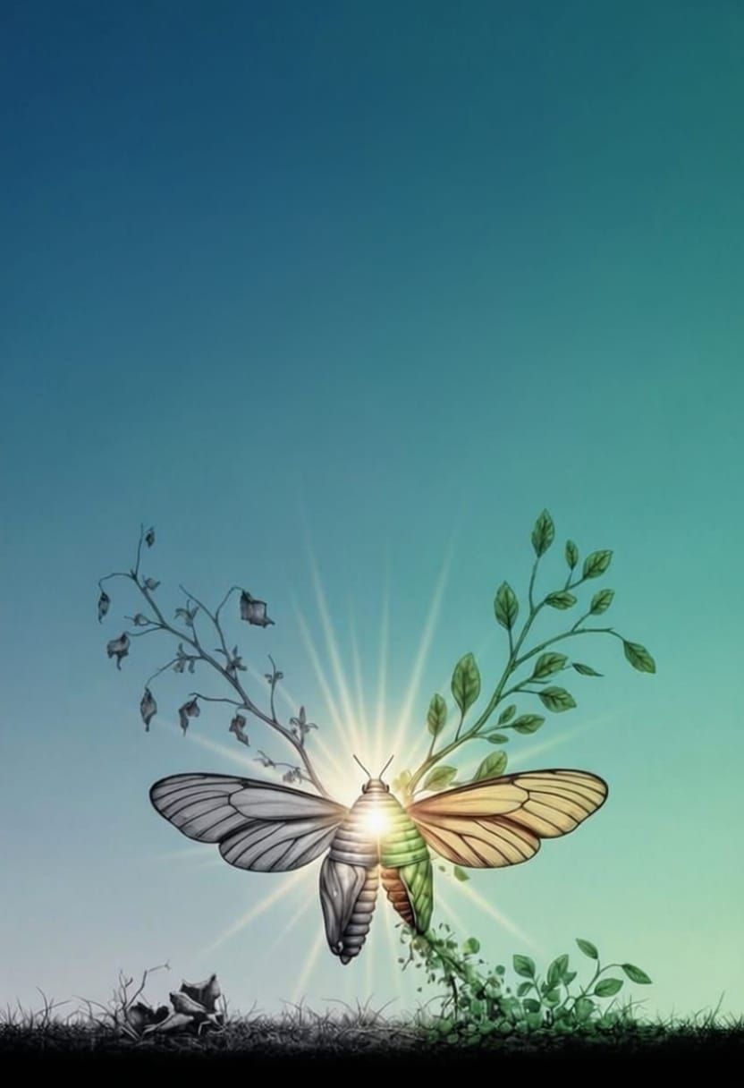 New Creation Metamorphosis Quote Image in Cool Tones