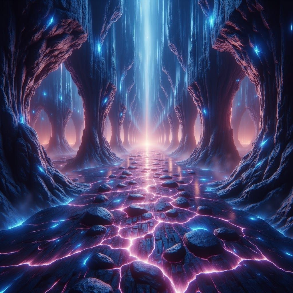 Ethereal Cosmic Landscape in Cyberpunk Hyper-Realism