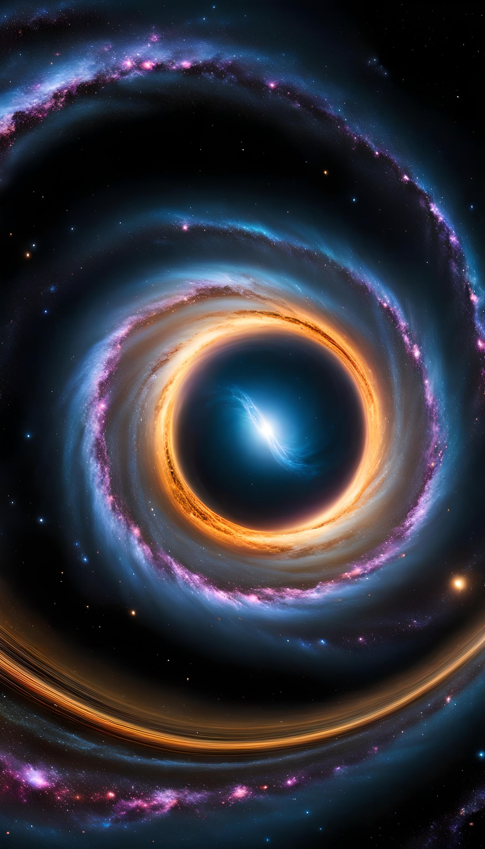 Spaceship Navigates Black Hole in Hyperrealistic Galaxy