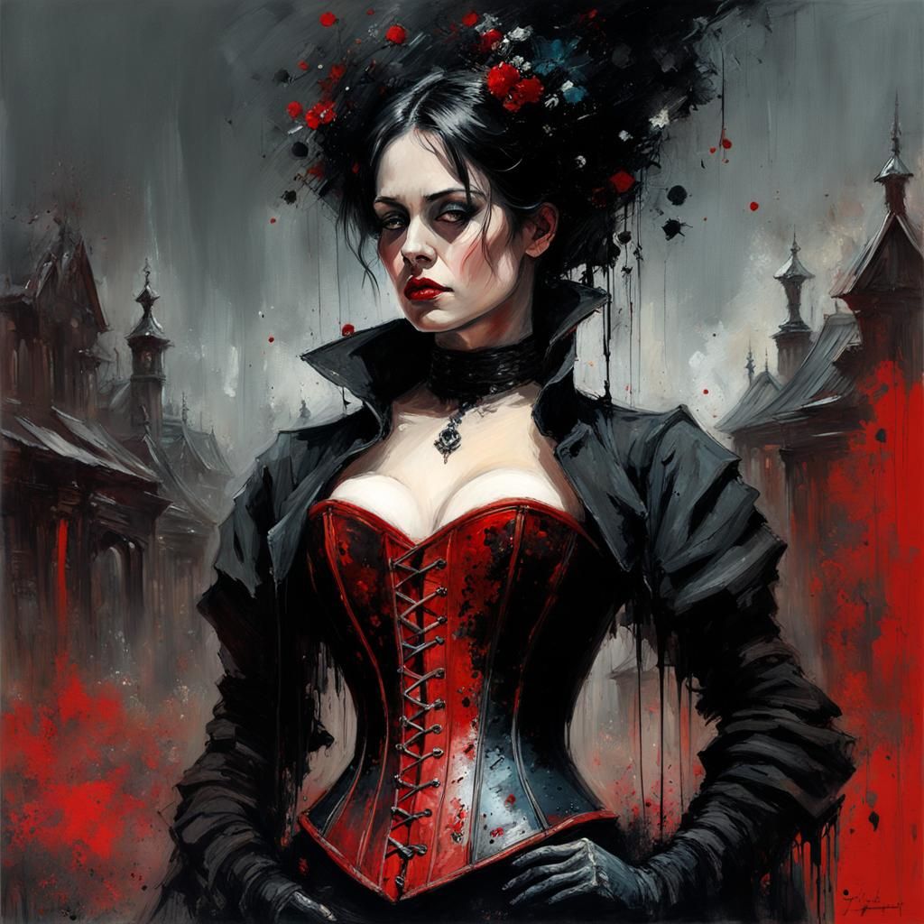 Gothic Woman Portrait in Oil Paint Style