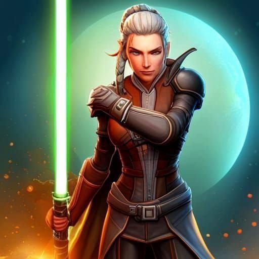 Jedi Warrior in Heavy Armor with Lightsaber