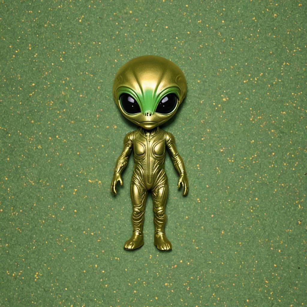Golden Green Alien Character
