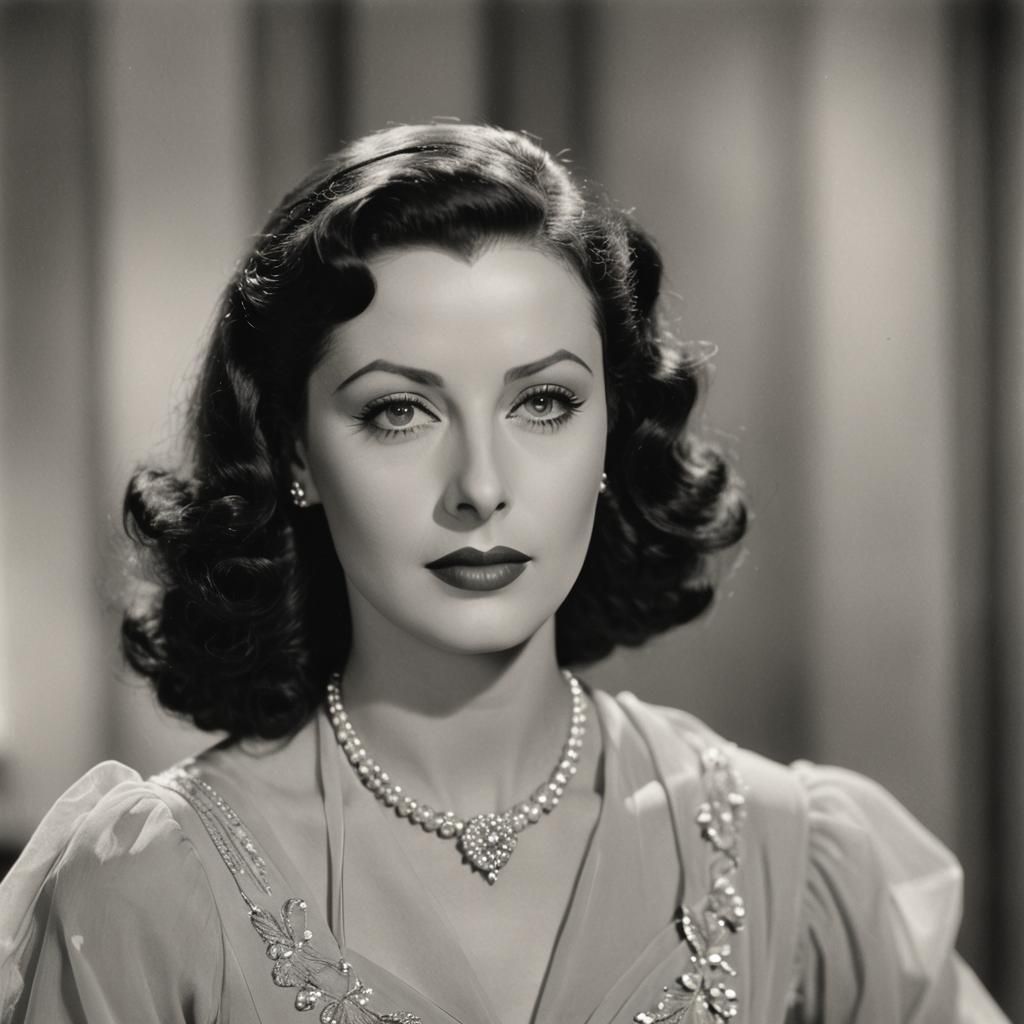 Classic Portrait of Hedy Lamarr in Black and White