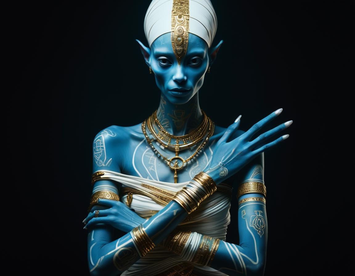 Surreal Alien Woman Portrait in Rembrandt Lighting