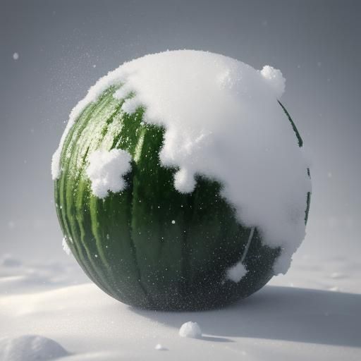 Cute Cucumber Anime Character in Snowy Scene