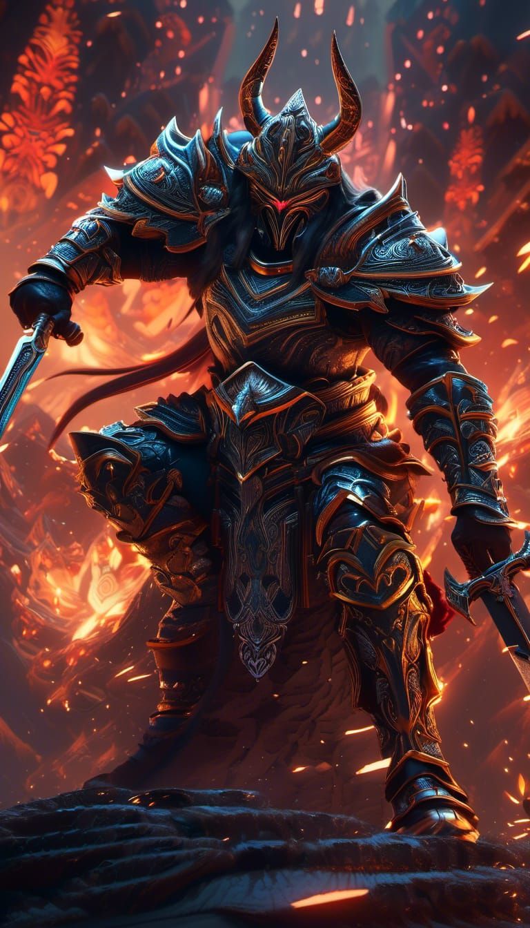 Berserker God of the Sword in Obsidian Armor