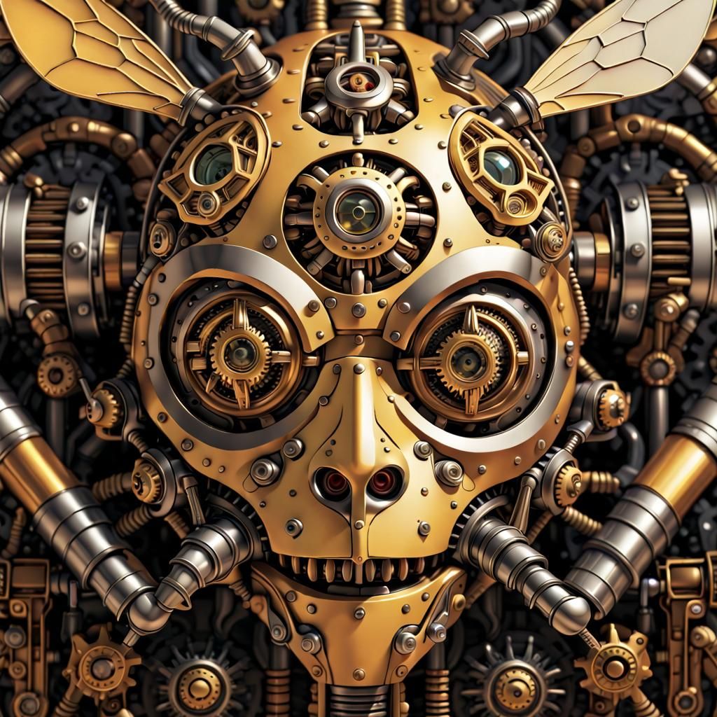 Mechanical Bug with Aztec Patterns in Vector Art