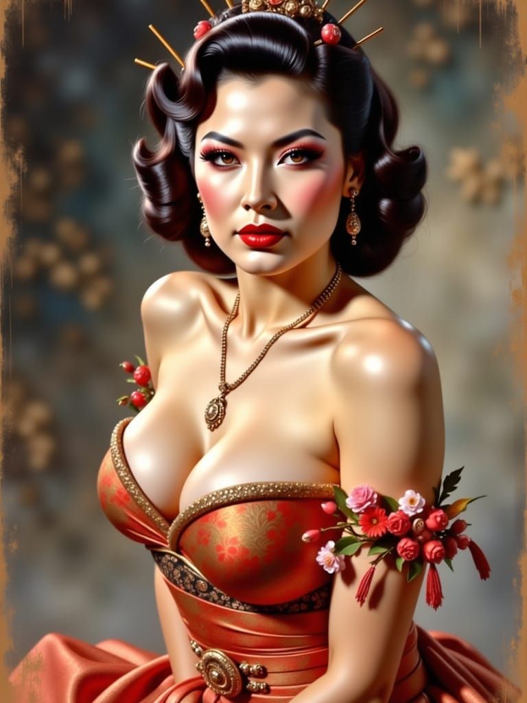 French Caucasian Geisha Portrait