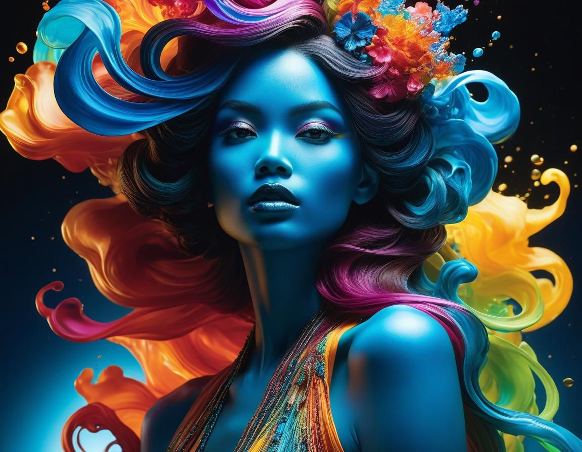 Luminous Crystal Tree River in Fantasy Landscape