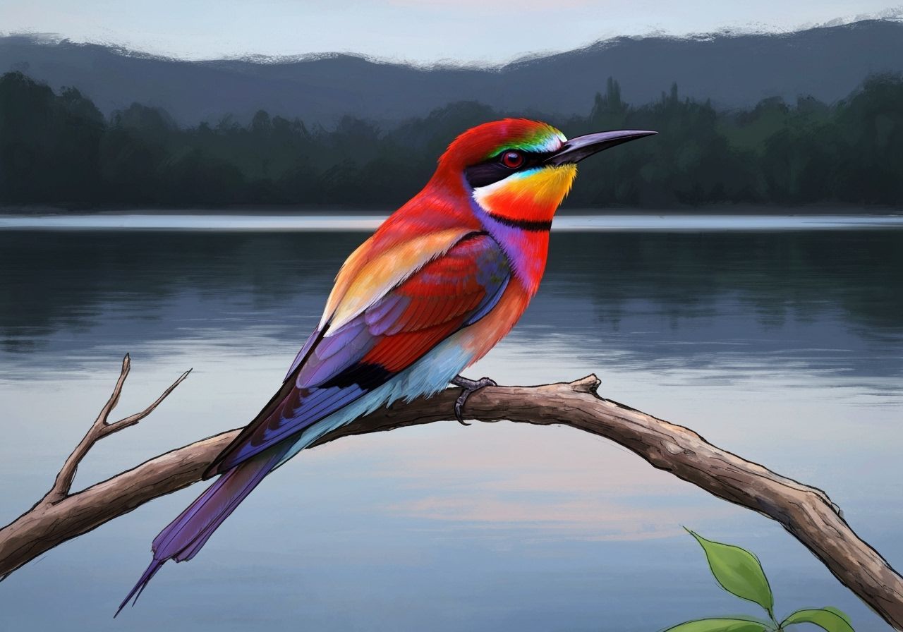 Bee-Eater Bird in Rough Oil Painting Style
