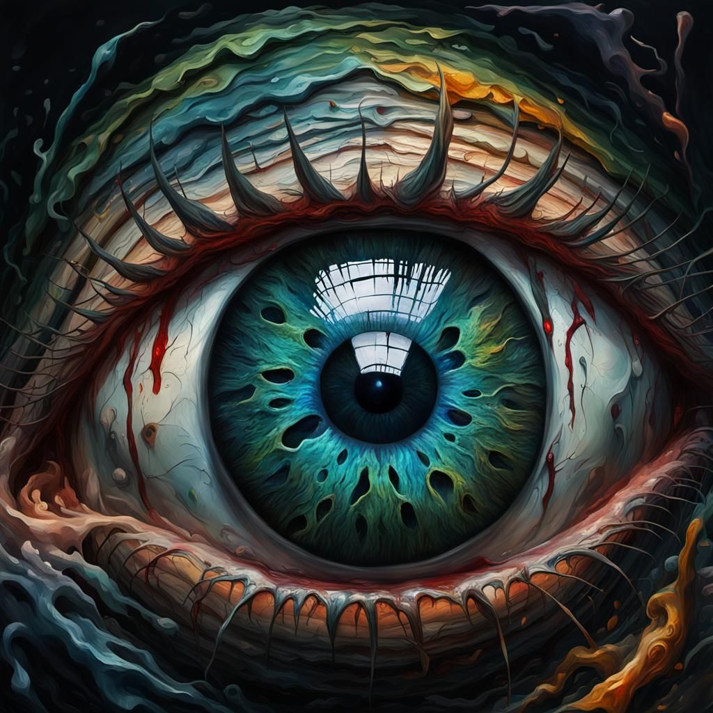 Grotesque Glass Eyeball: A Gothic Impasto Masterpiece