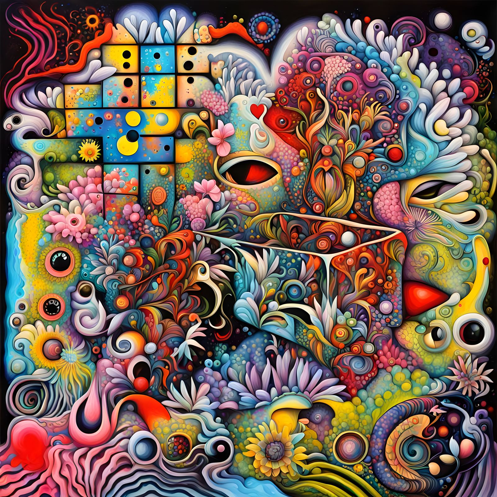 Vibrant Fractal Cityscape in Graffiti Style