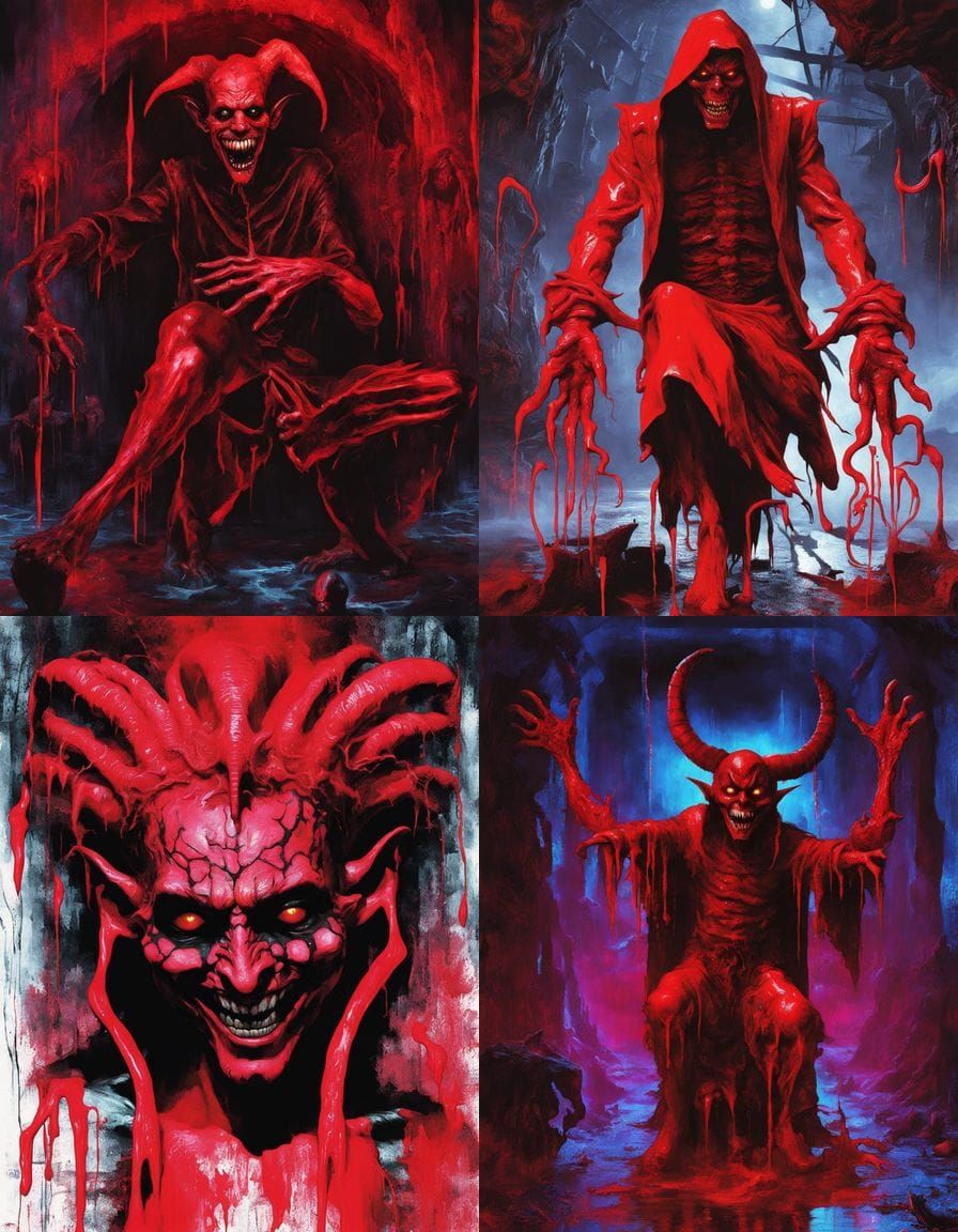 Dark Underground Cityscape with Glowing Neon and Demonic Sca...