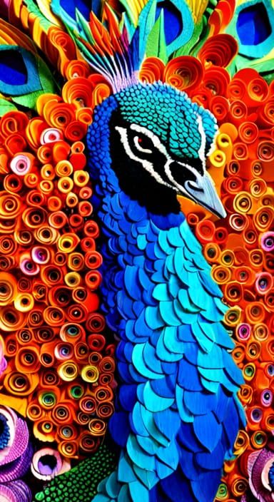 3D Peacock Collage