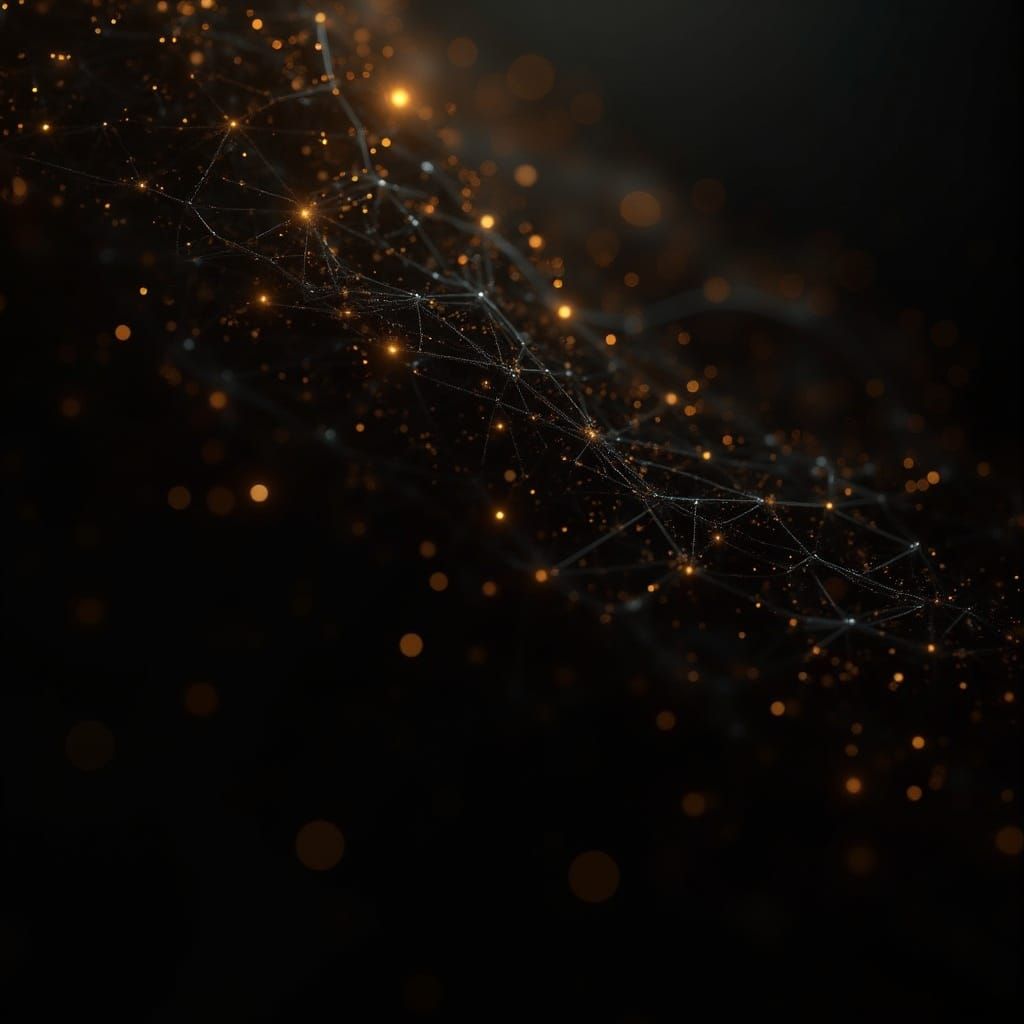 Neural Network with Golden Accents in Digital Art Style