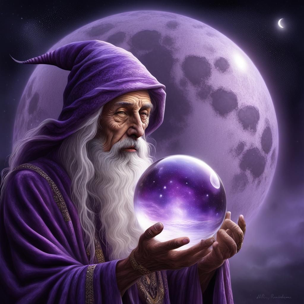 Mystical Seer Gazing into Crystal Ball