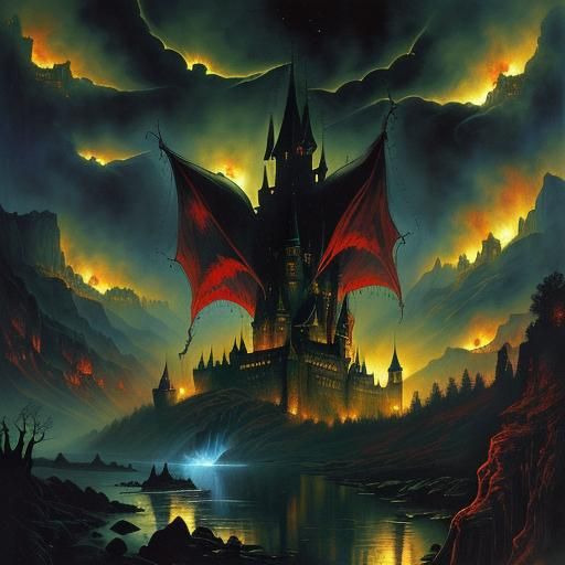 Dracula's Castle: Occult Horror Illustration