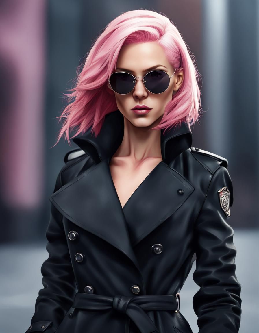 Pink-Haired Spy in Black Trench Coat