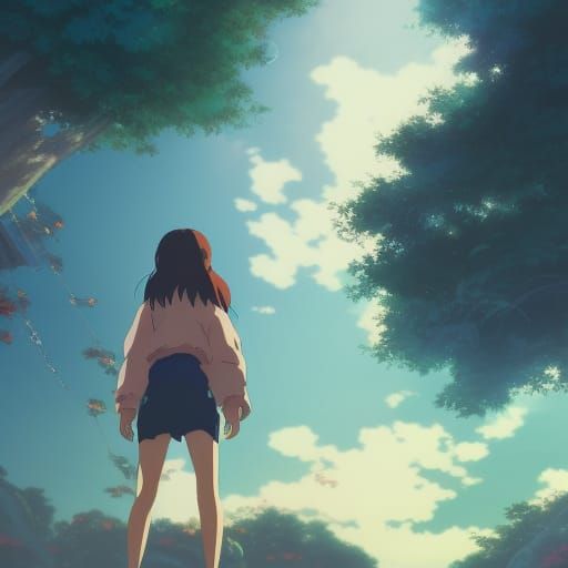 Anime Key Visual of Woman in Ghibli Style