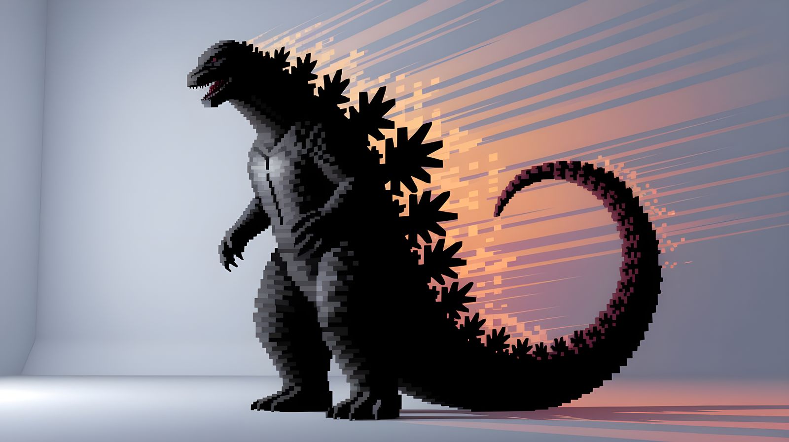 Godzilla Emerges from Pixelated Geometry